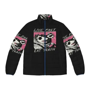 80s Retro Live Fast Eat Trash Puffer Jacket