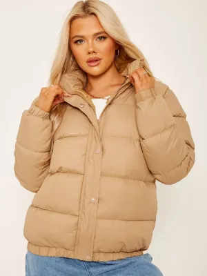 Allison Padded Puffer Jacket In Stone