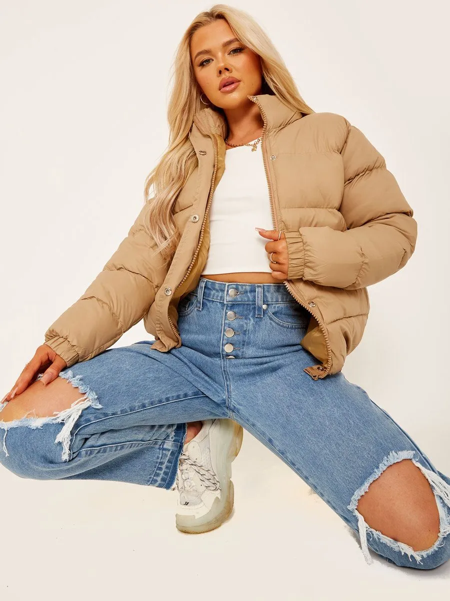 Allison Padded Puffer Jacket In Stone