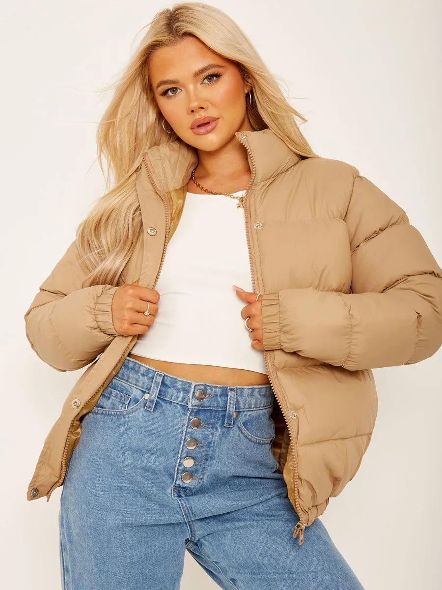 Allison Padded Puffer Jacket In Stone