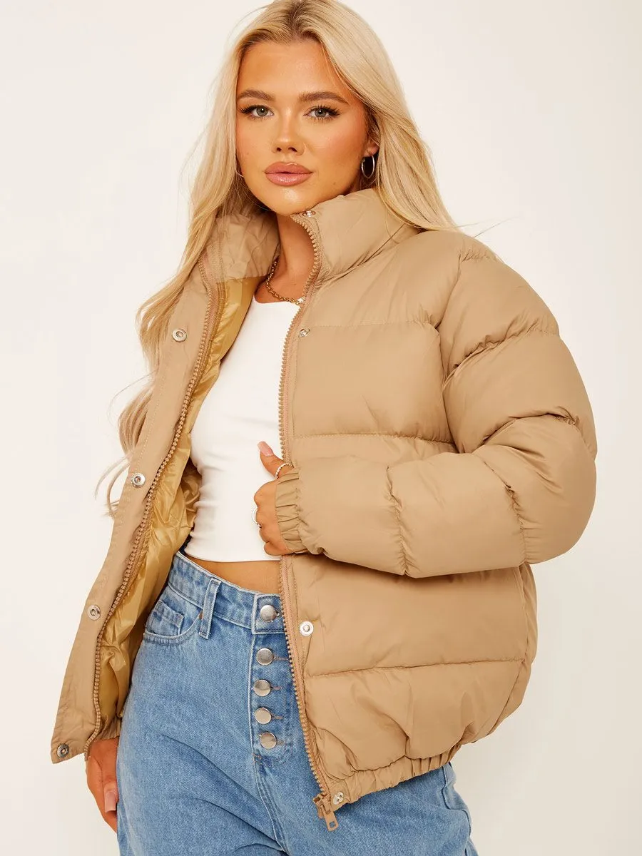 Allison Padded Puffer Jacket In Stone