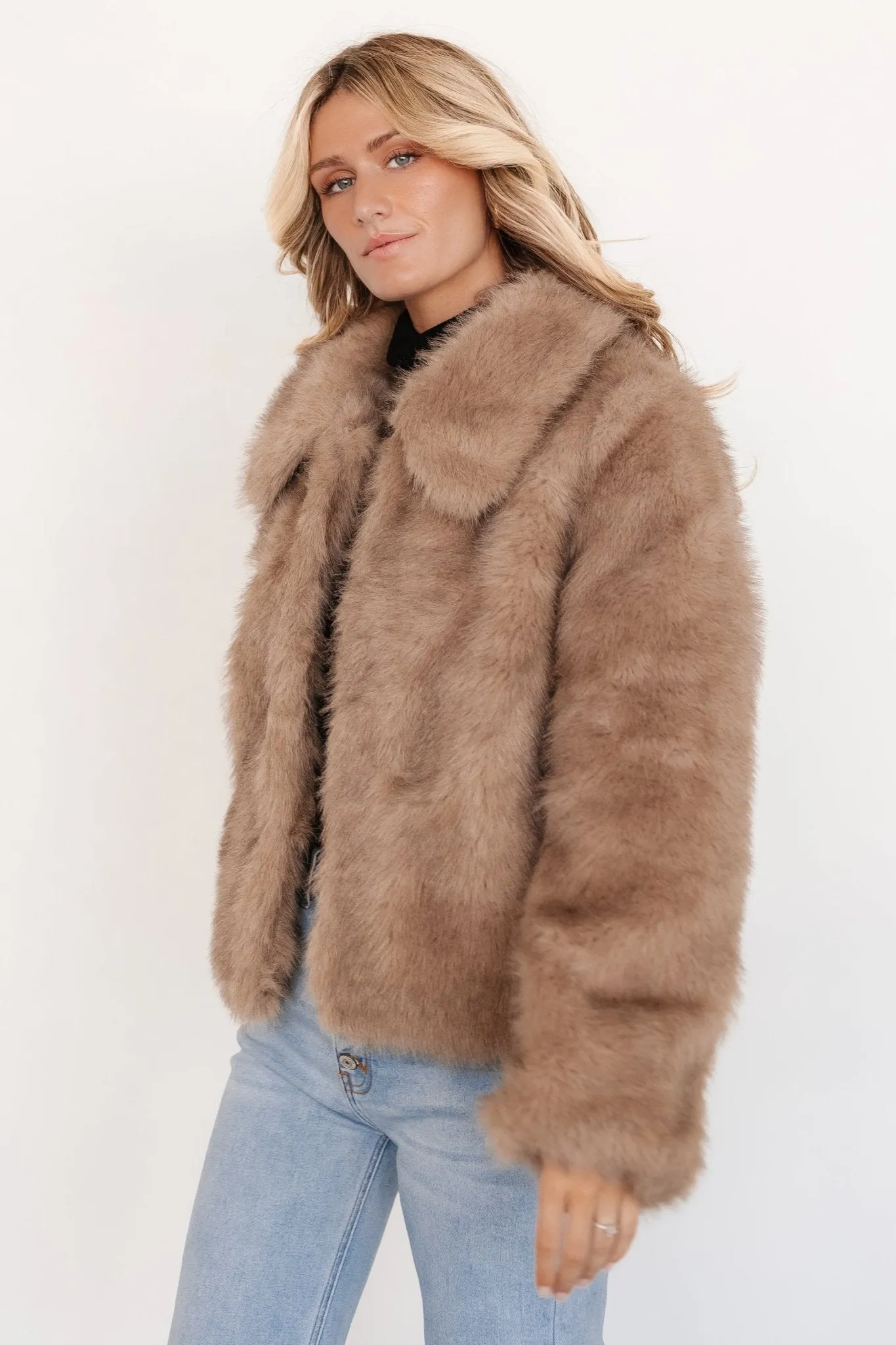 Amarante Faux Fur Coat | Beige Mink