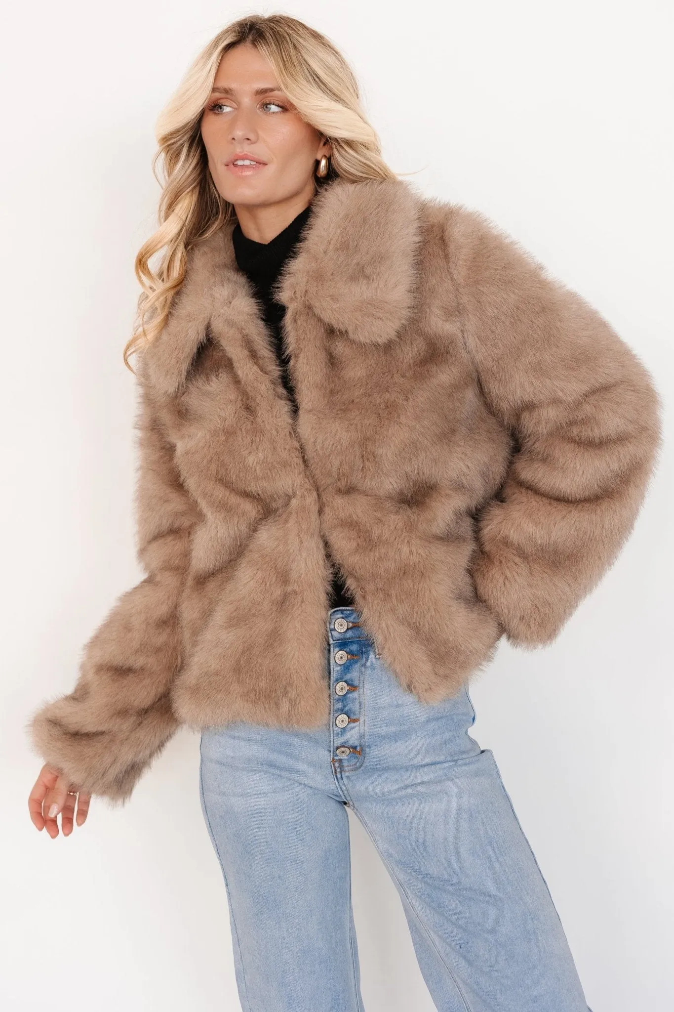 Amarante Faux Fur Coat | Beige Mink