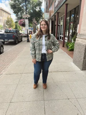 Be Casual Green and Cream Plaid Shacket