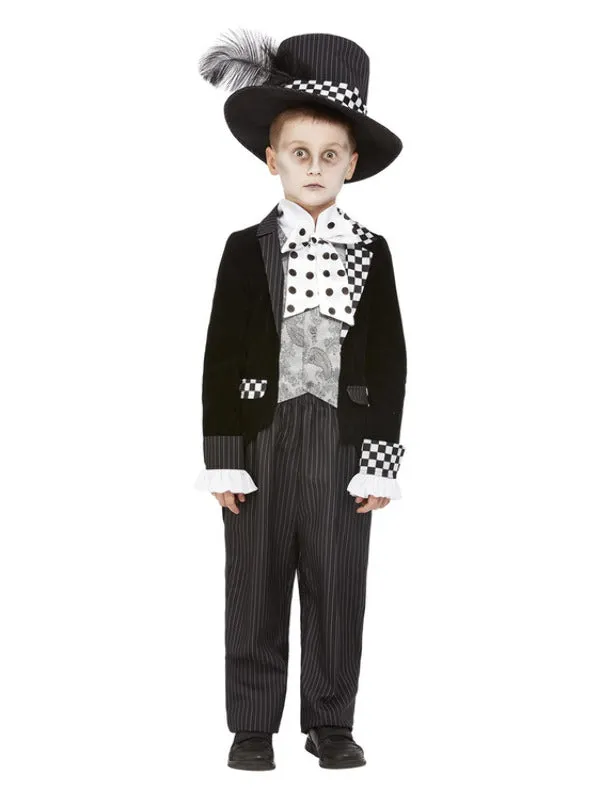 Boys Halloween Wonderland Dark Mad Hatter Fancy Dress Costume