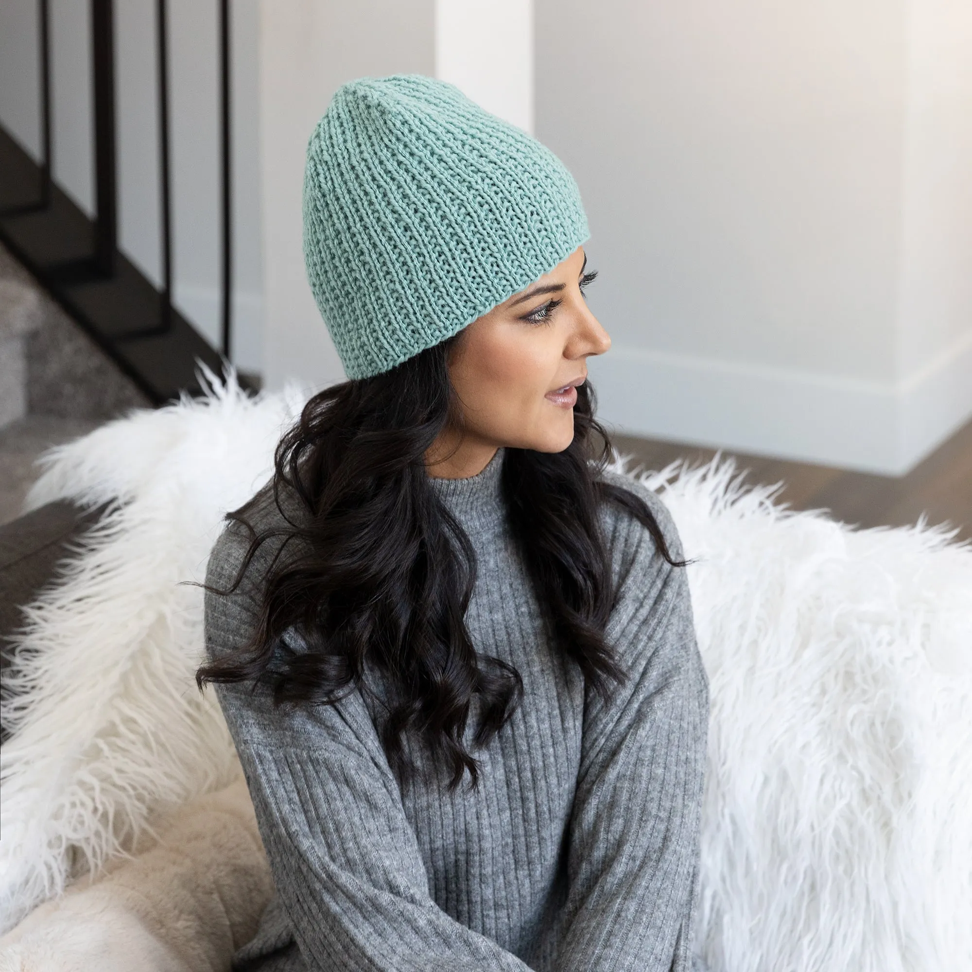 Broken Rib Stitch Beanie Knitting Pattern