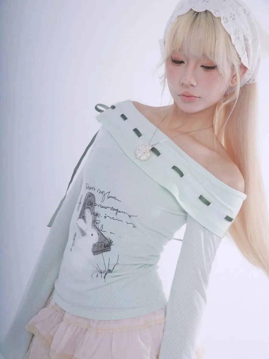 Certified Fairy Bunny Print Cotton Sweat Shirt