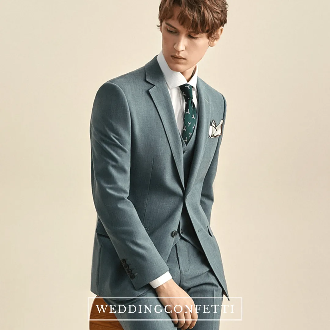 Clementine Groom Airy Blue Suit, Vest, Pants (3 Piece)