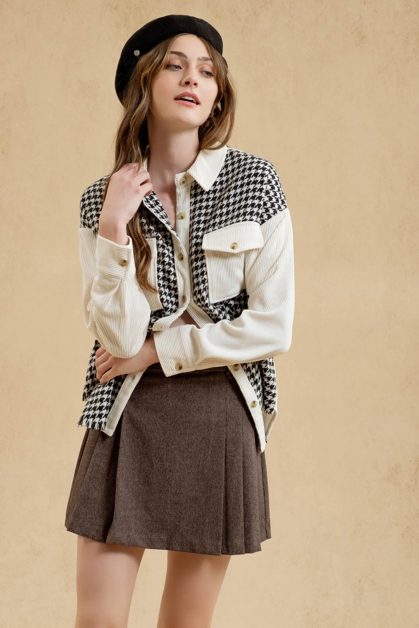 COLORBLOCK HOUNDSTOOTH SHACKET