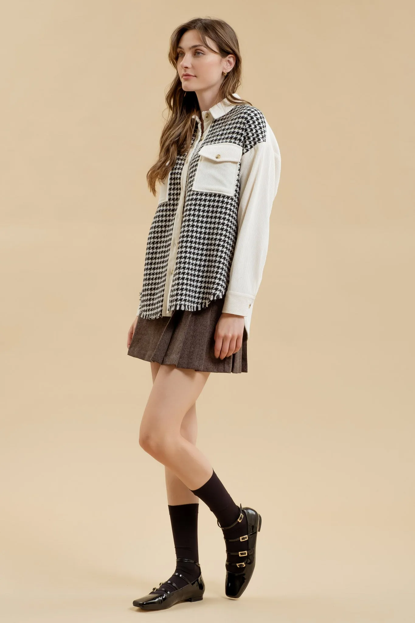 COLORBLOCK HOUNDSTOOTH SHACKET