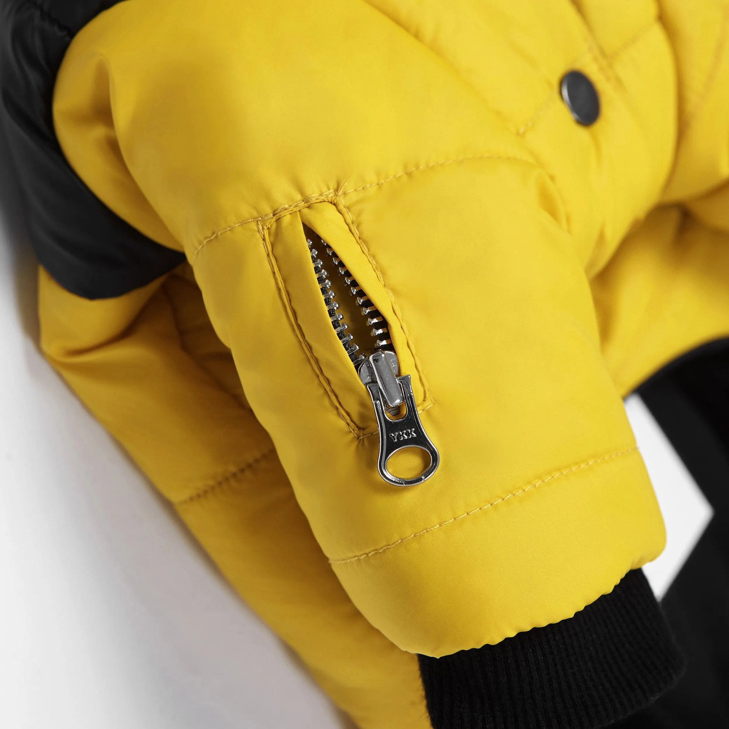 Contrast Button Up Puffer Ski Jacket