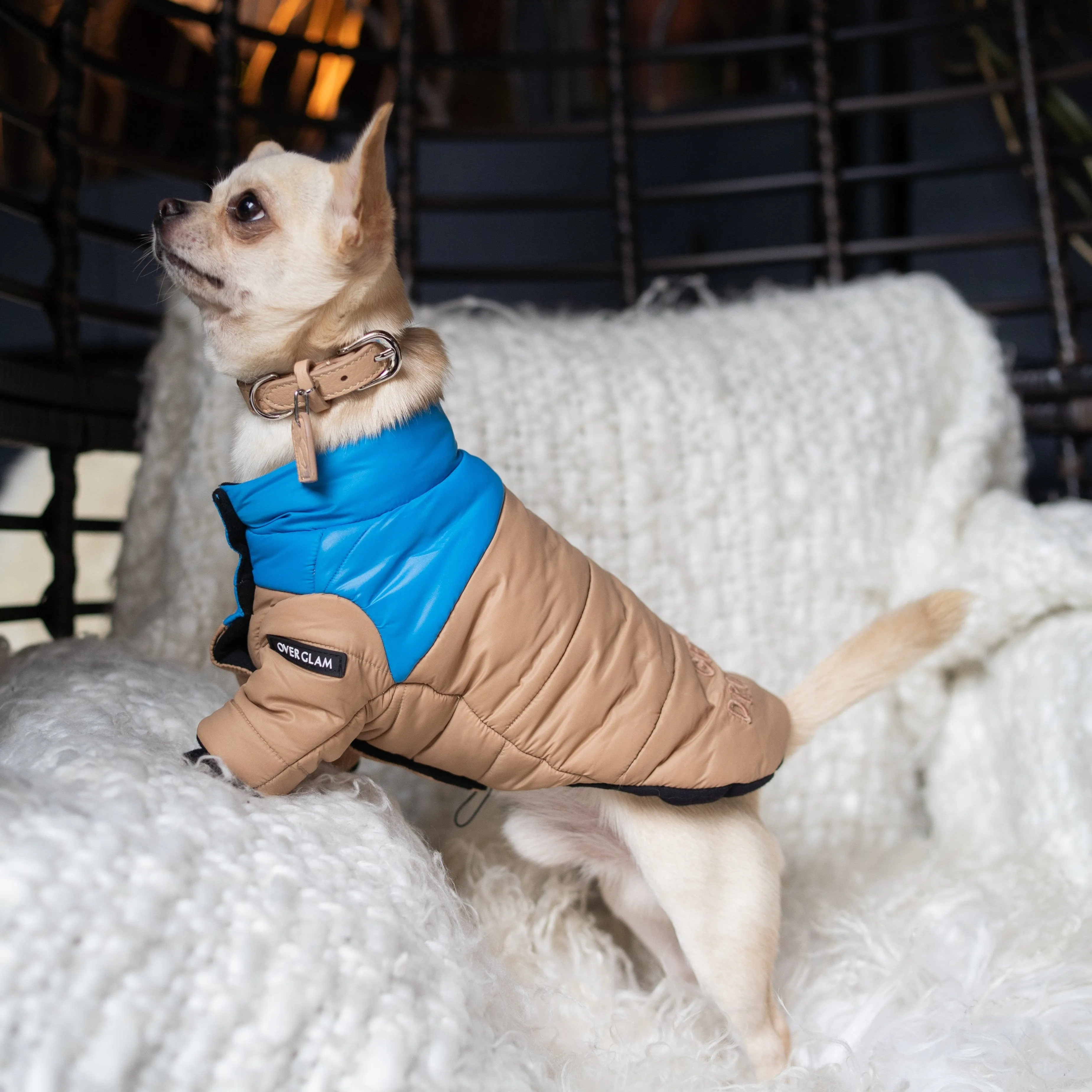 Contrast Button Up Puffer Ski Jacket