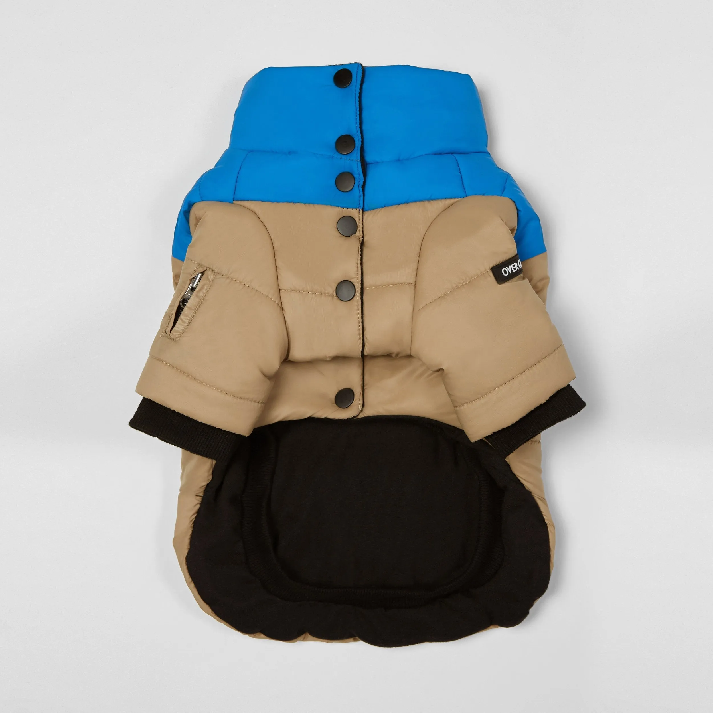 Contrast Button Up Puffer Ski Jacket