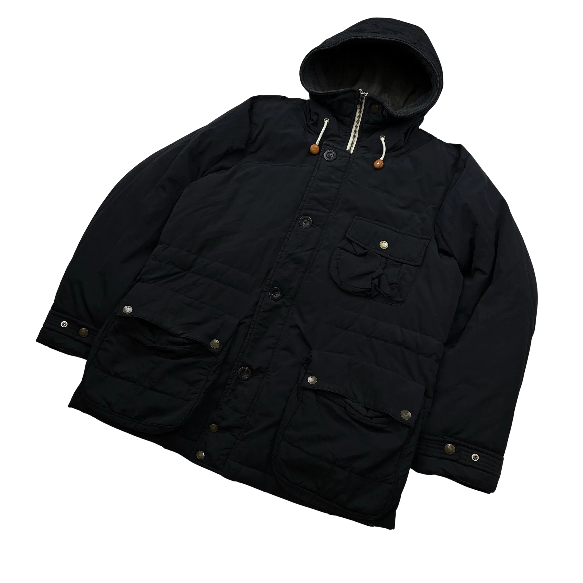 CP Company 2000s Black Down Filled Nylon Shell Parka Jacket - Medium