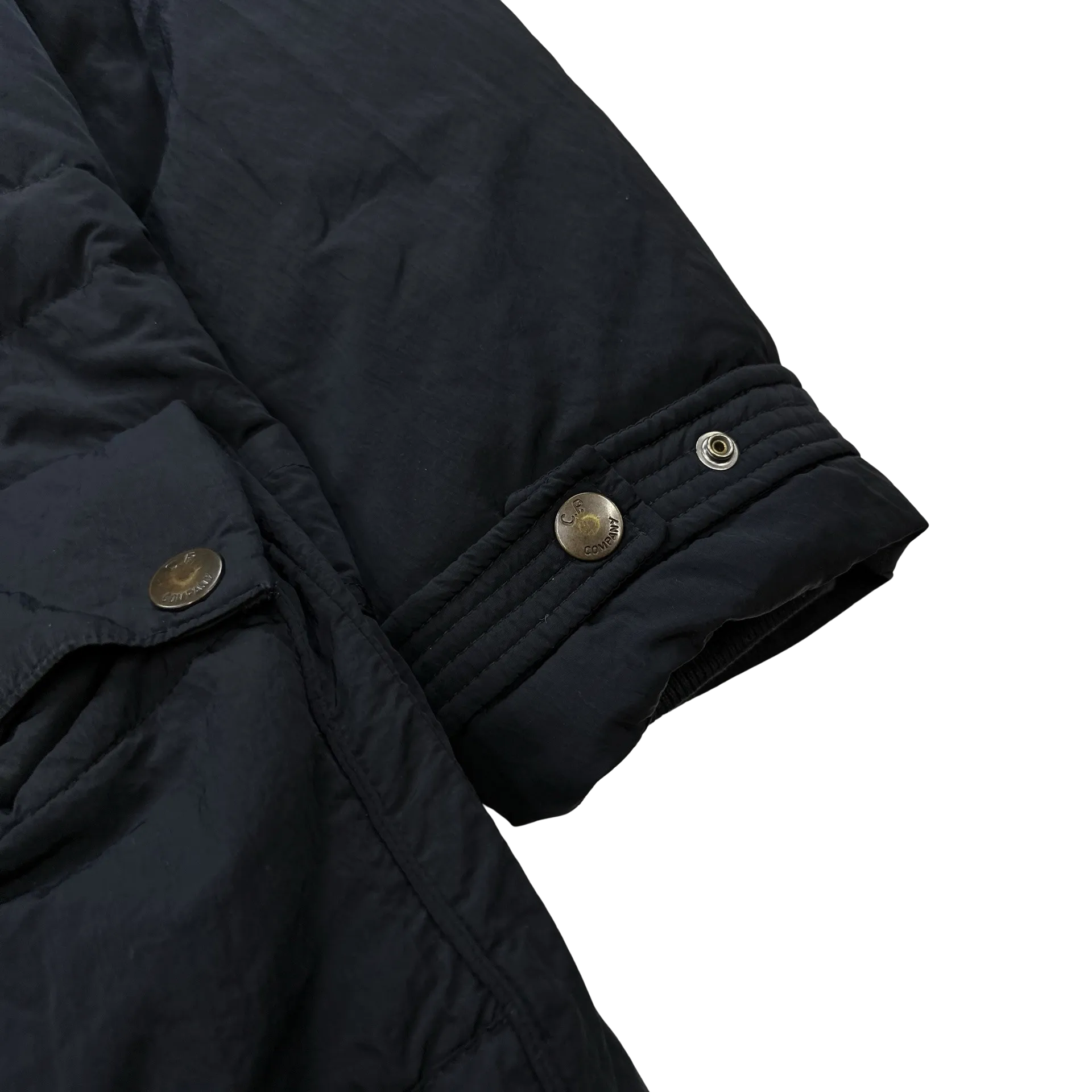 CP Company 2000s Black Down Filled Nylon Shell Parka Jacket - Medium