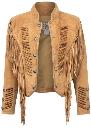 Cripple Creek Beaded Buffalo Suede Jacket