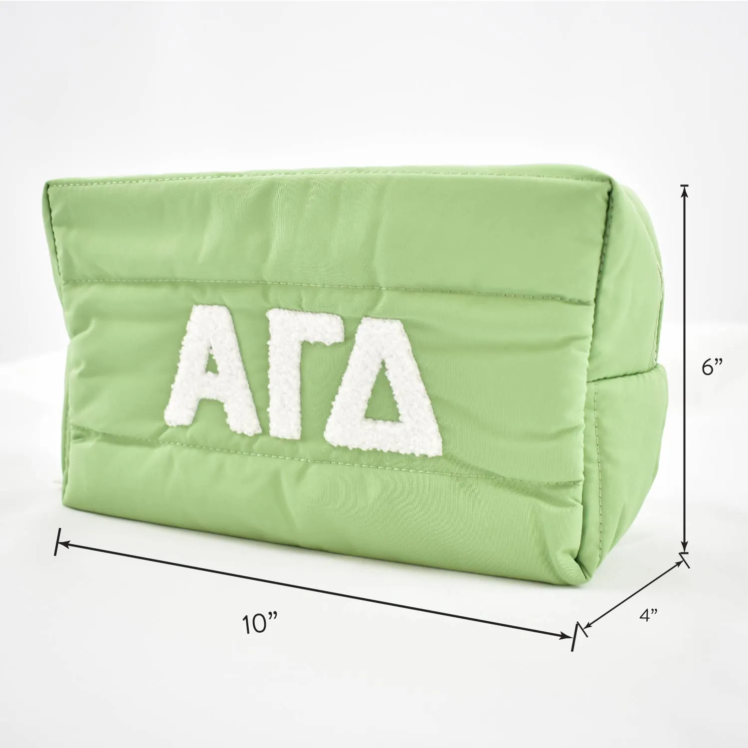 Delta Phi Epsilon Makeup Bag - Puffer Style with Sorority Letters
