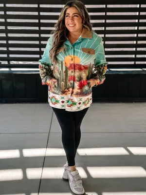 Desert Sunset Scene Western Boho Shacket