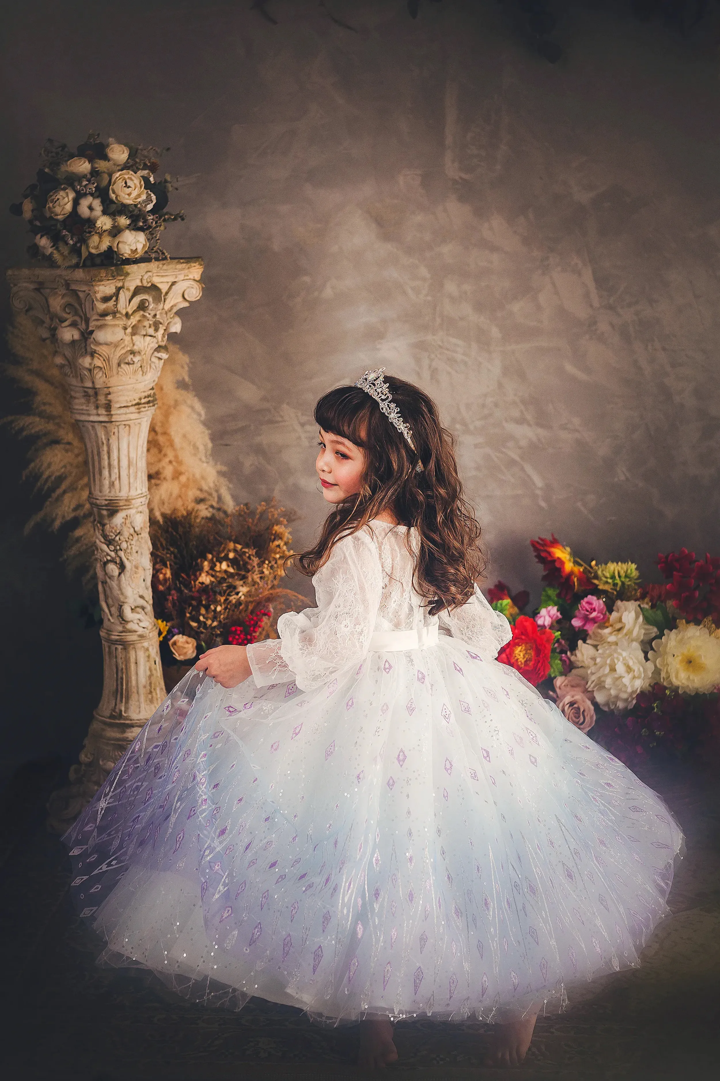 Elsa Ombre Ice Queen Gown with Pearl-embellished Cape