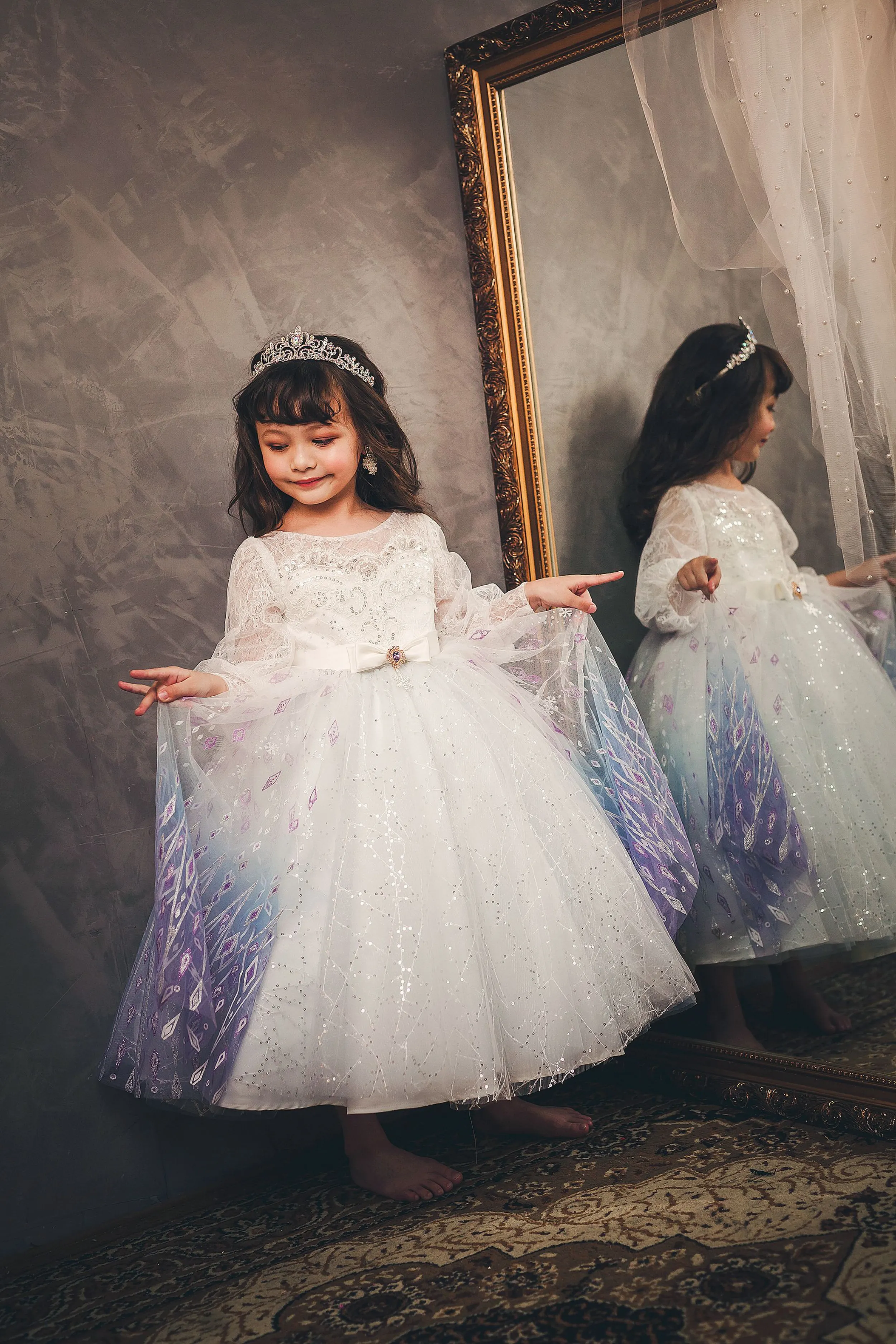 Elsa Ombre Ice Queen Gown with Pearl-embellished Cape