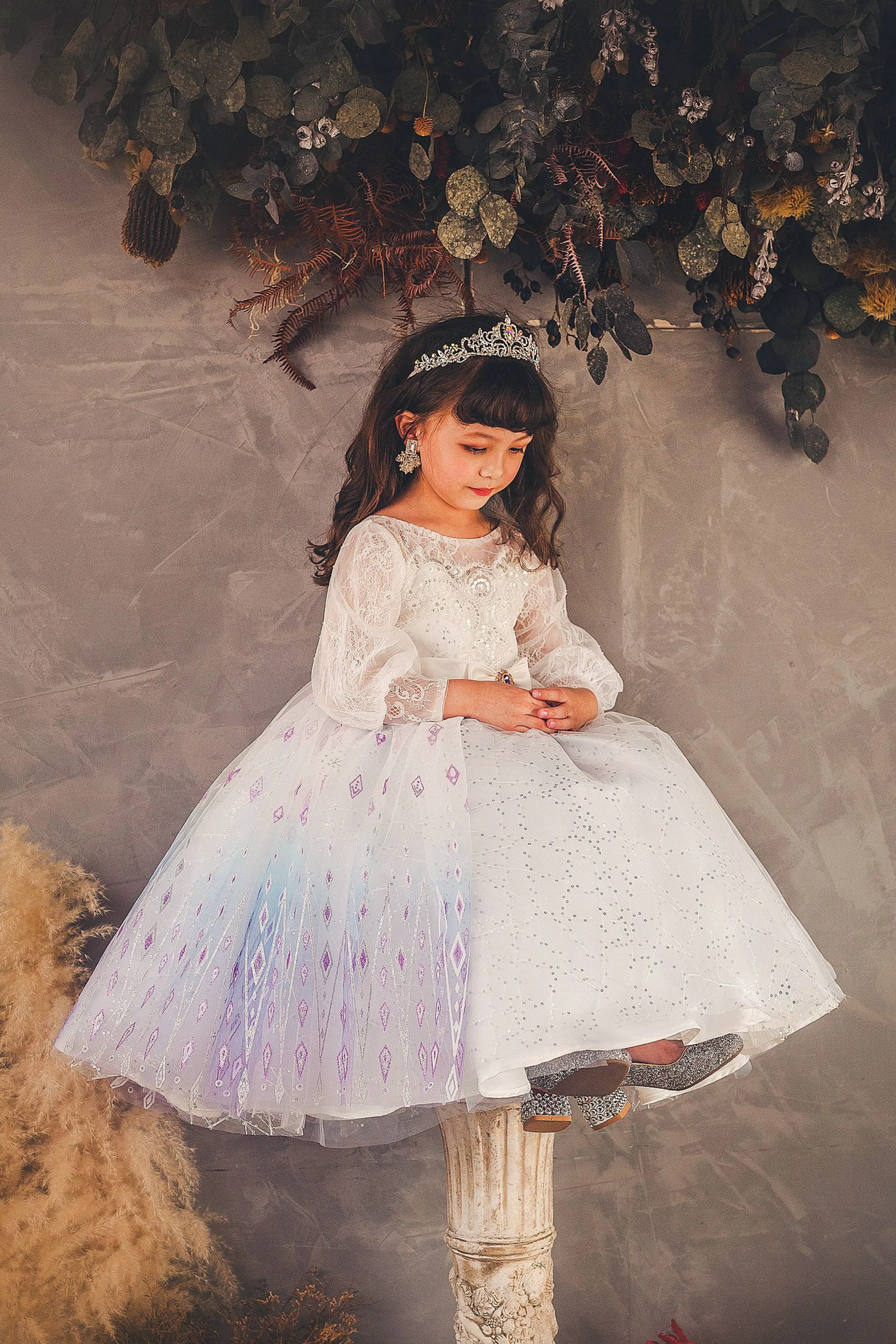 Elsa Ombre Ice Queen Gown with Pearl-embellished Cape