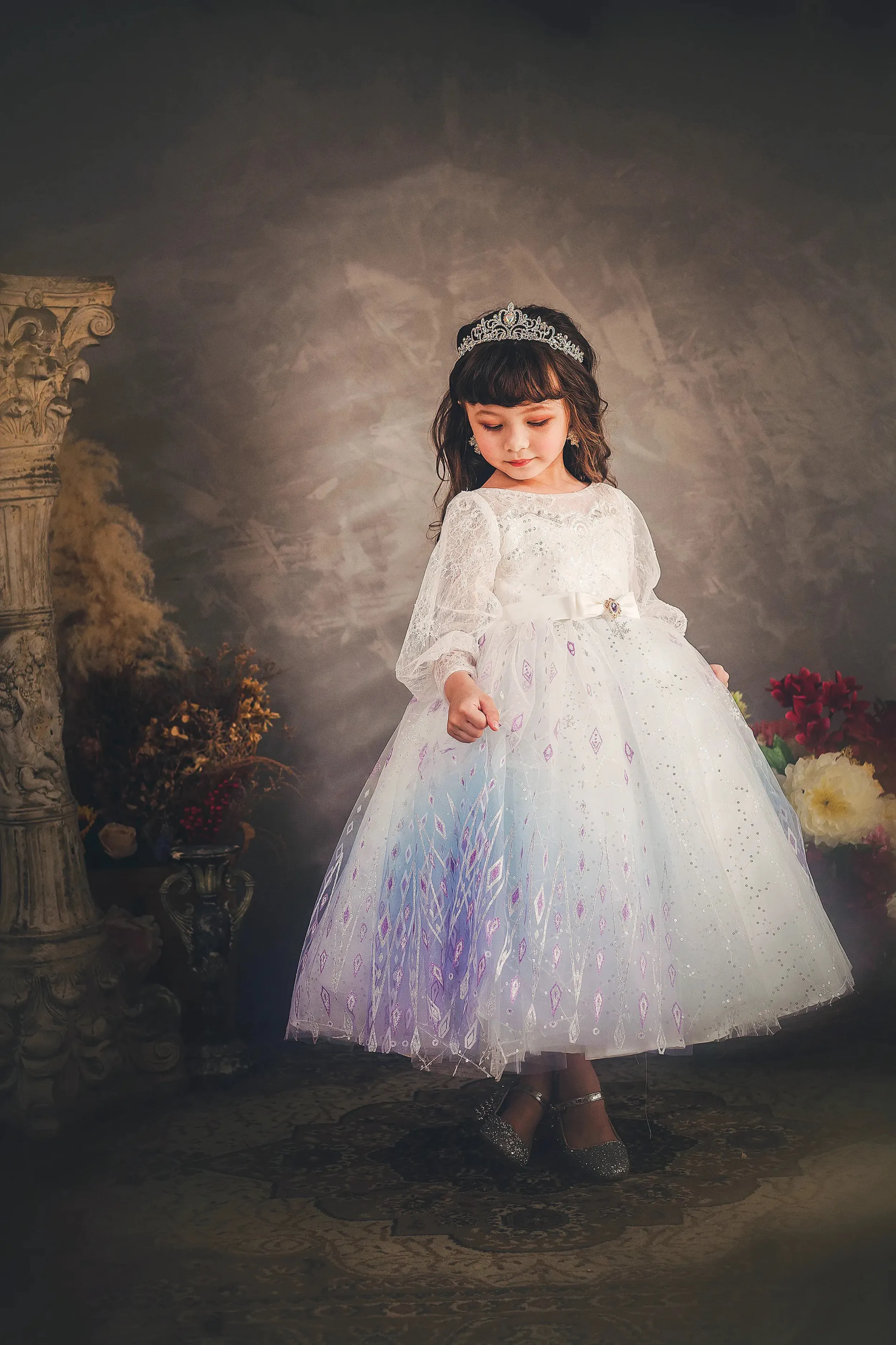 Elsa Ombre Ice Queen Gown with Pearl-embellished Cape