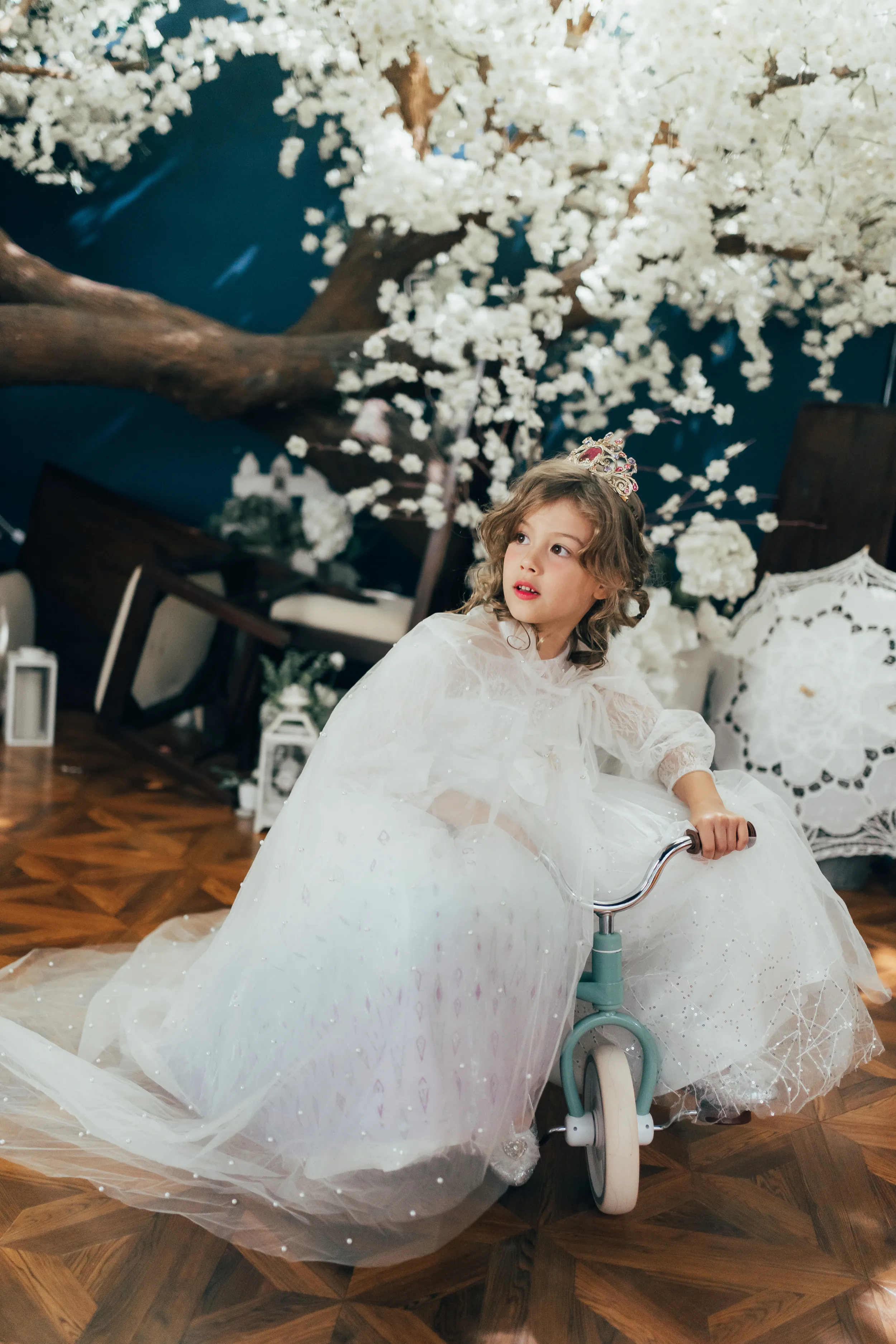 Elsa Ombre Ice Queen Gown with Pearl-embellished Cape
