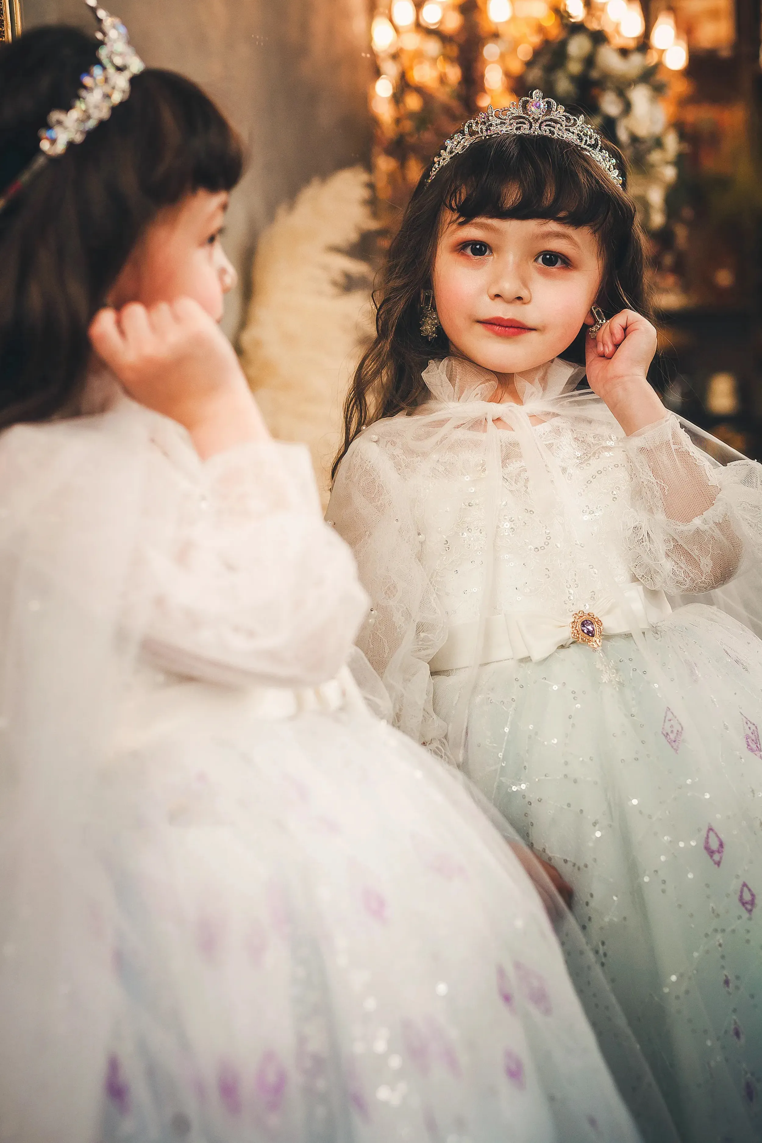 Elsa Ombre Ice Queen Gown with Pearl-embellished Cape