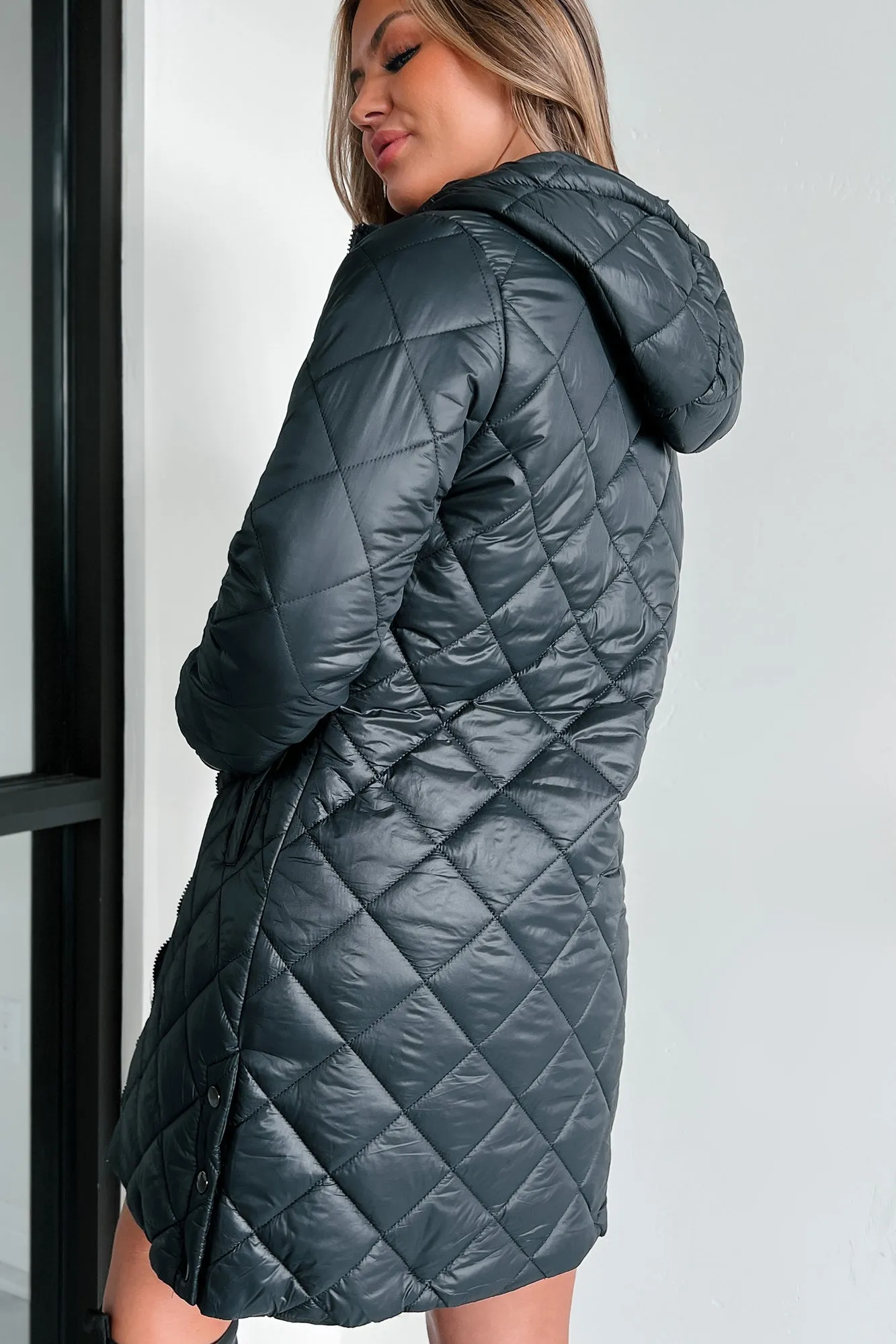 Headed For The Alps Quilted Jacket With Hood (Black)