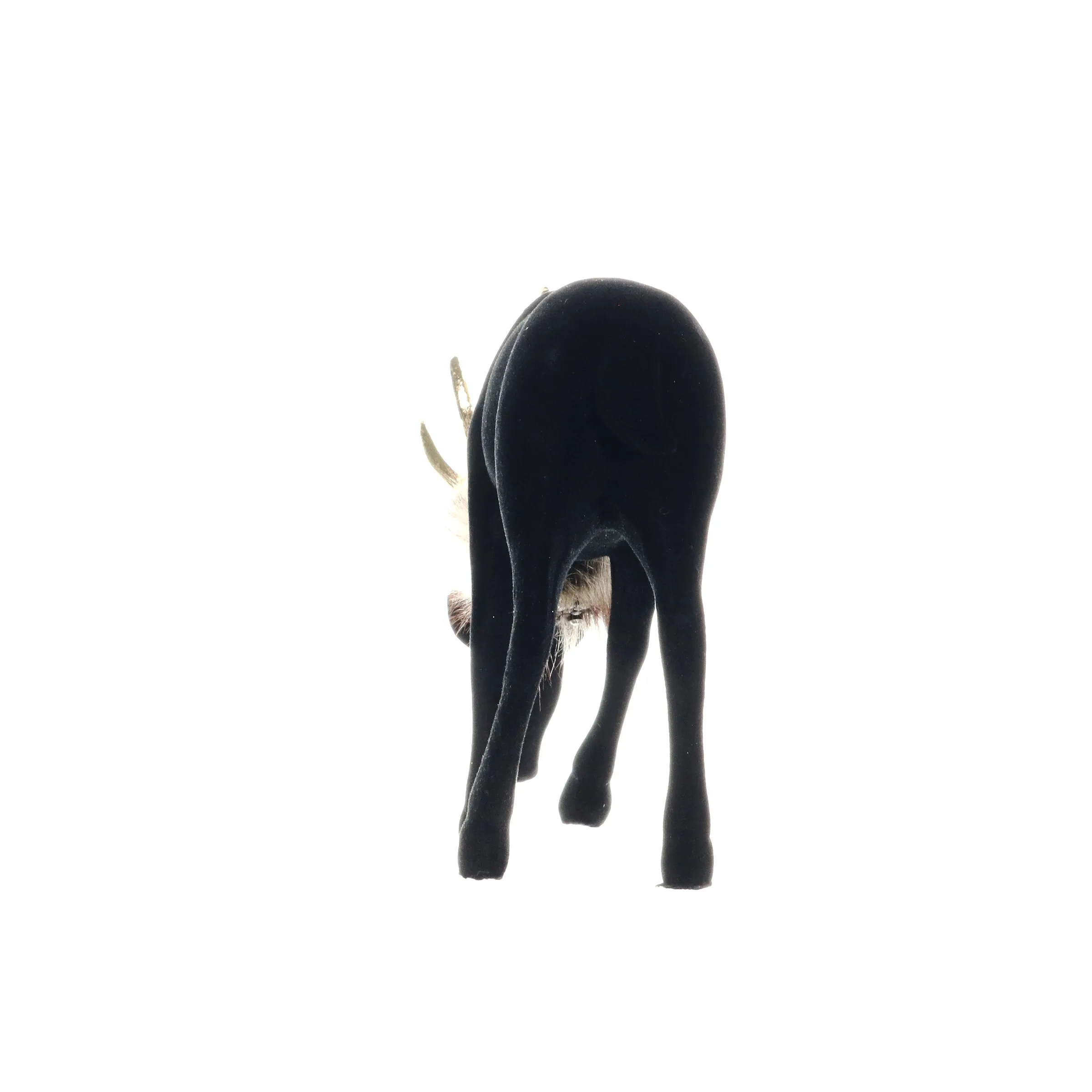 Holiday Black Velvet Grazing Reindeer Statue, 11.5 Inches