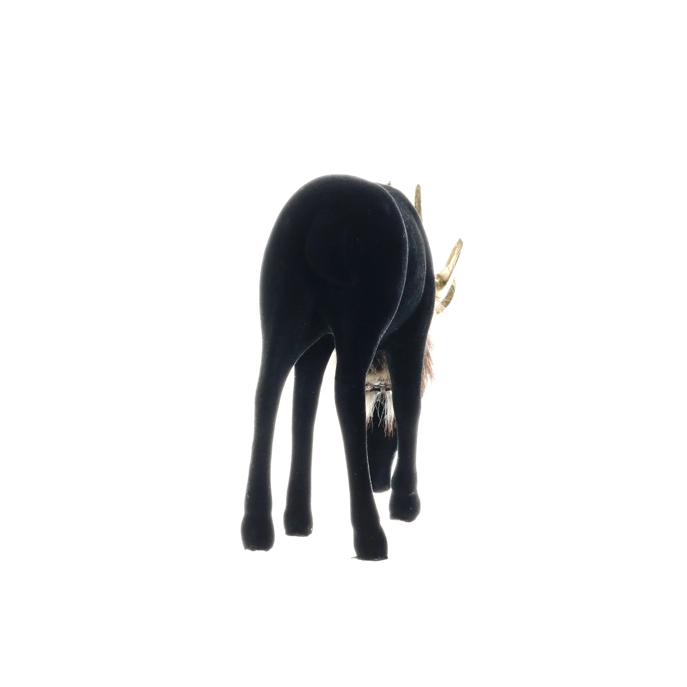 Holiday Black Velvet Grazing Reindeer Statue, 11.5 Inches