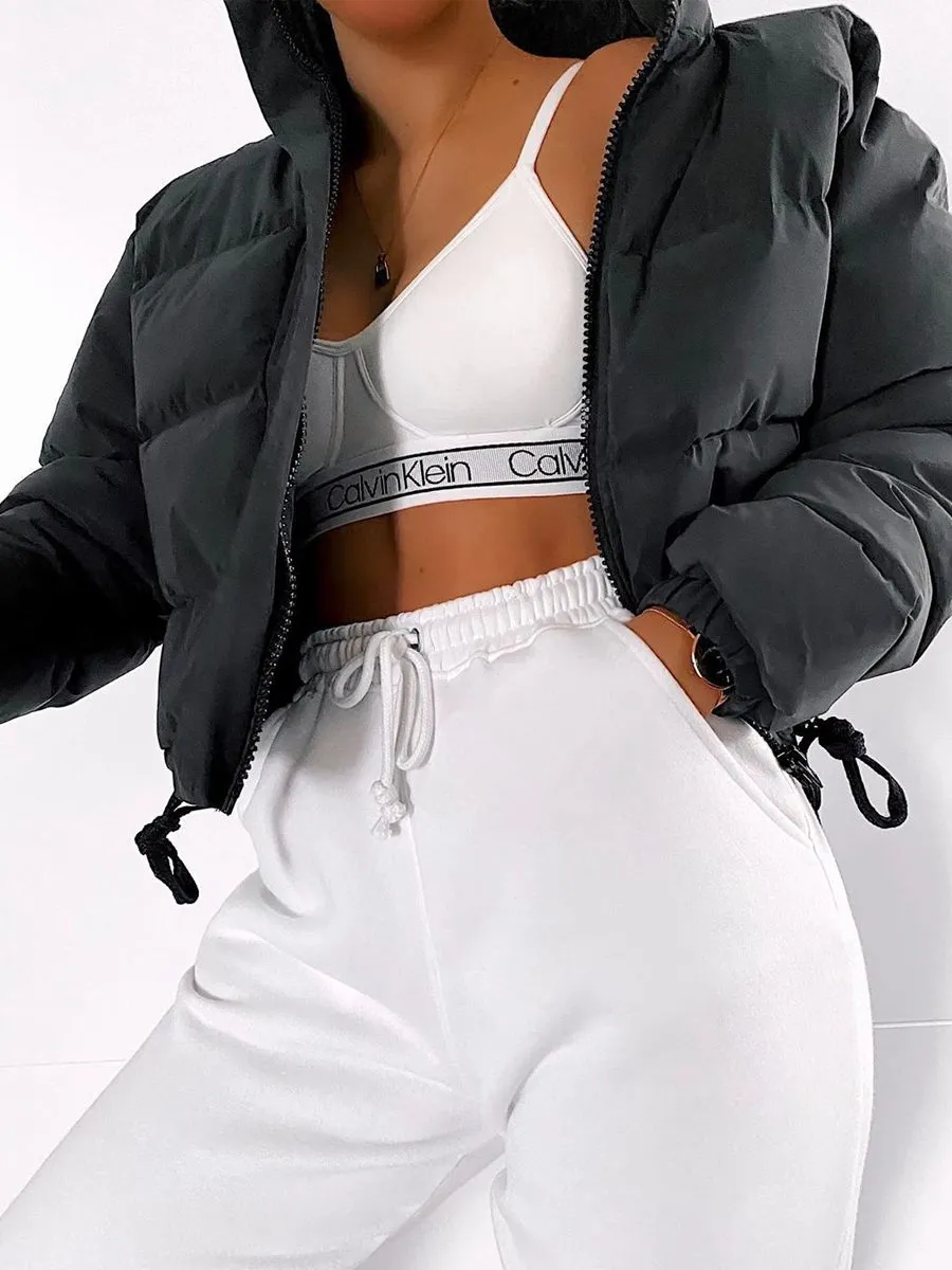Kara Cropped Padded Puffer Jacket In Black