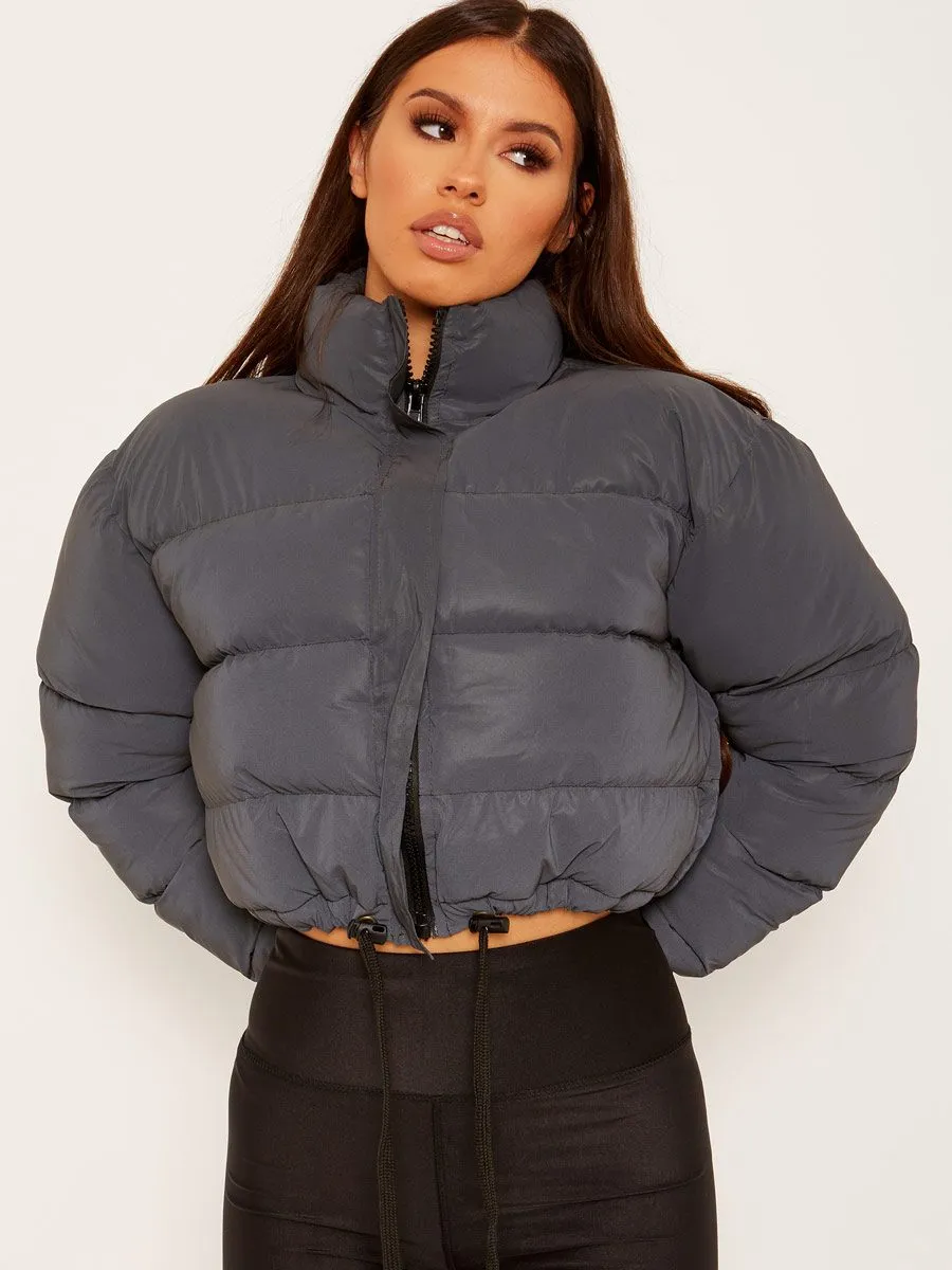 Kara Cropped Padded Puffer Jacket In Black