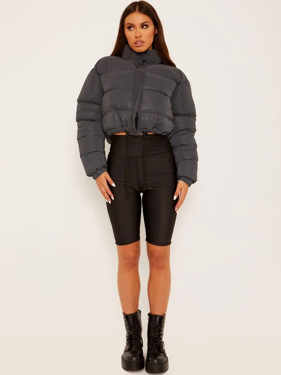 Kara Cropped Padded Puffer Jacket In Black