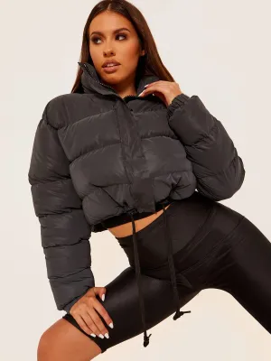 Kara Cropped Padded Puffer Jacket In Black