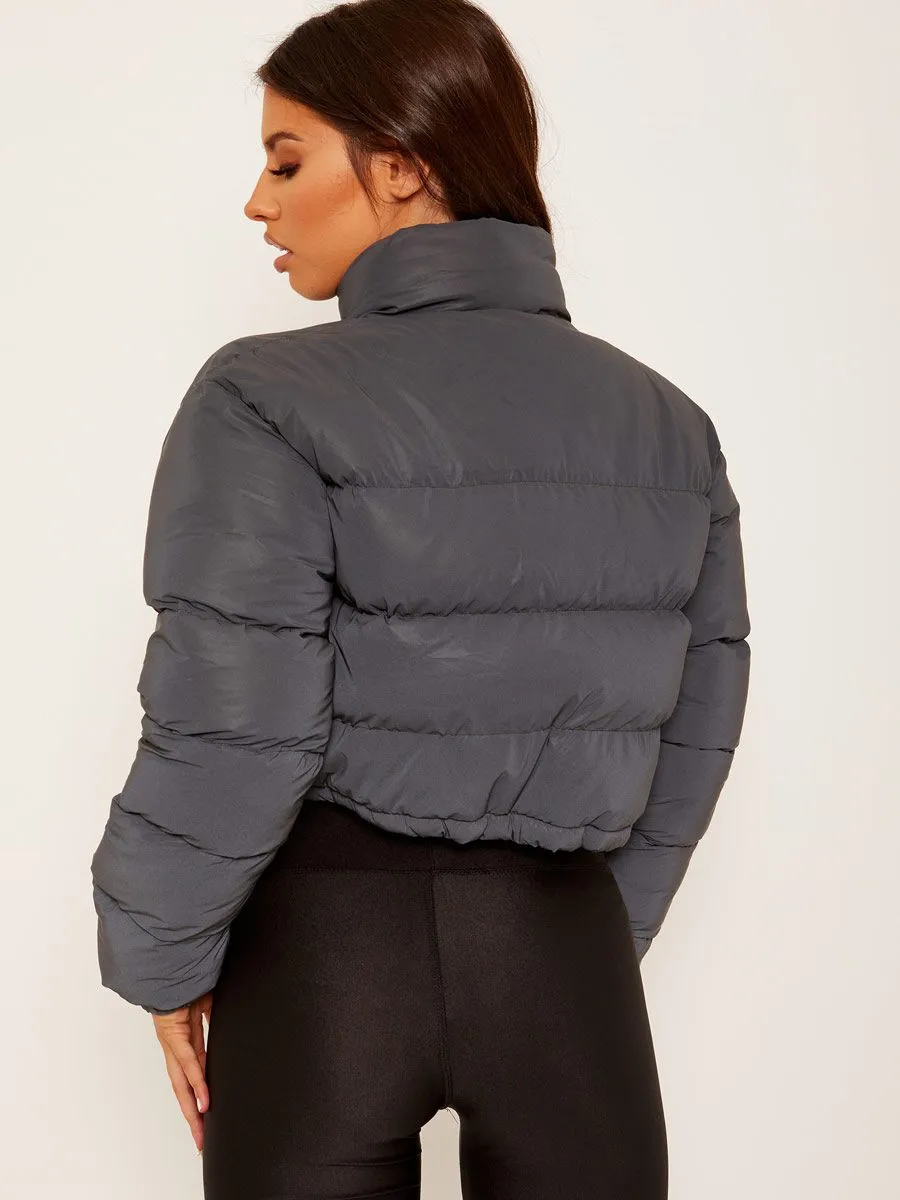 Kara Cropped Padded Puffer Jacket In Black