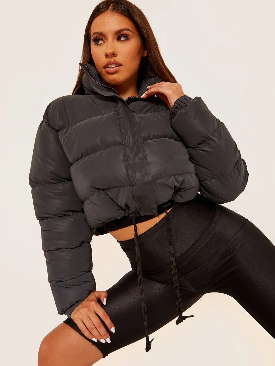 Kara Cropped Padded Puffer Jacket In Black