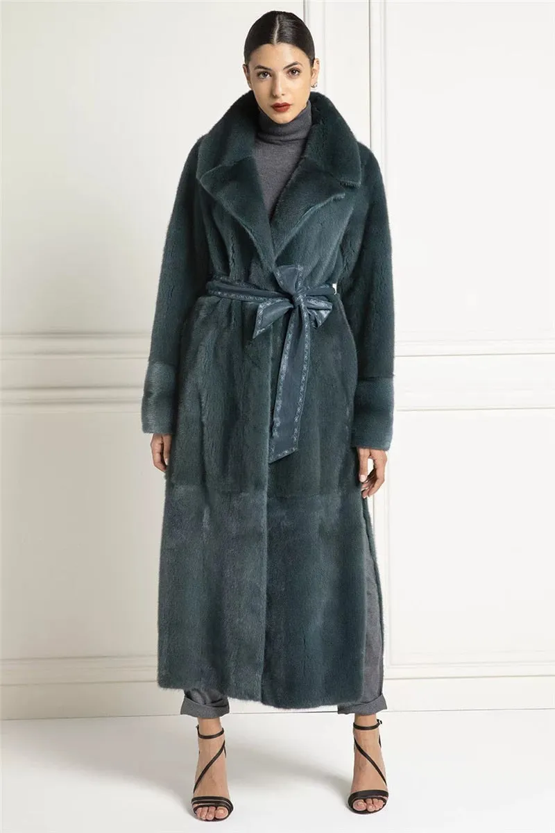 Long  Genuine Mink Fur Jacket