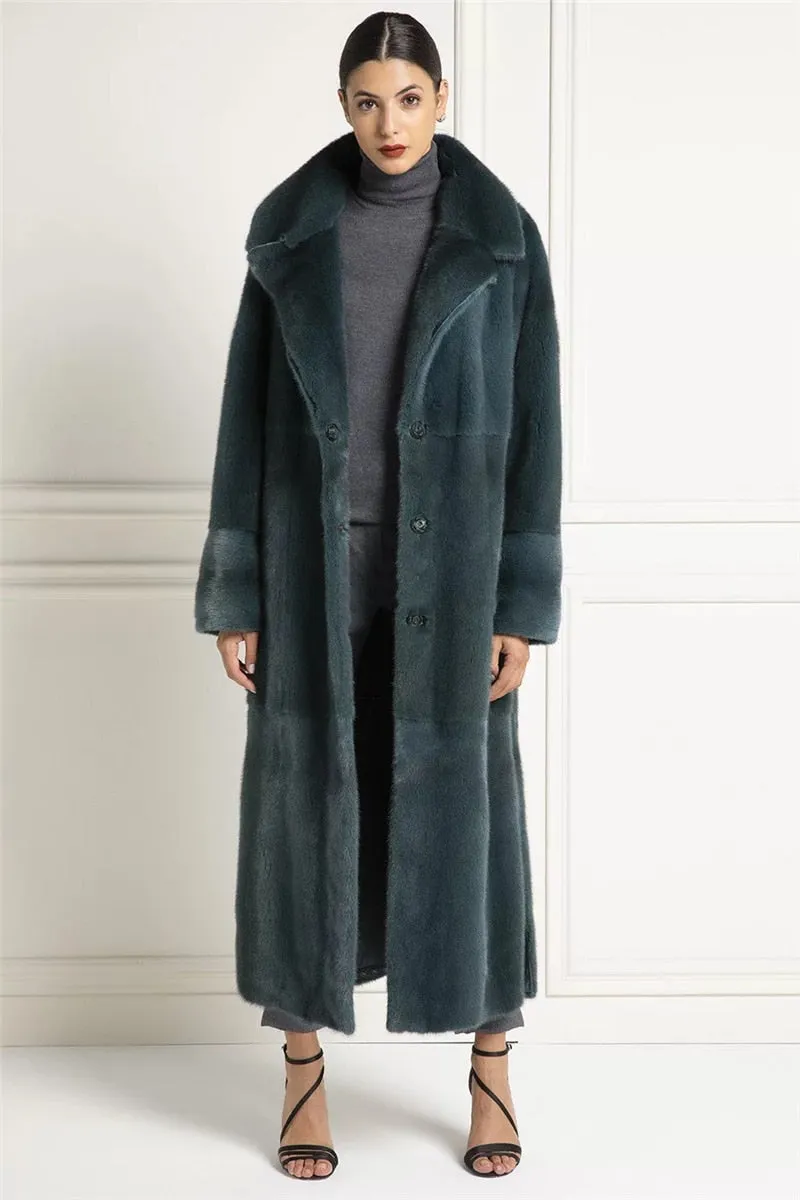 Long  Genuine Mink Fur Jacket