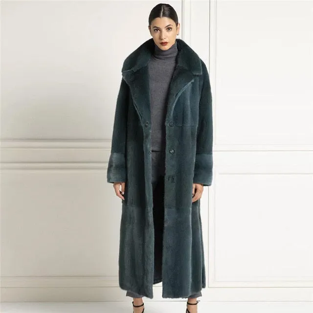 Long  Genuine Mink Fur Jacket