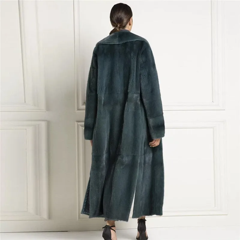 Long  Genuine Mink Fur Jacket