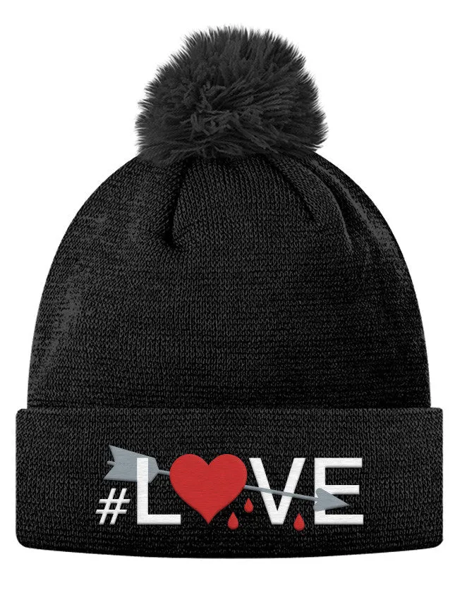 #Love Pom Pom Knit Cap