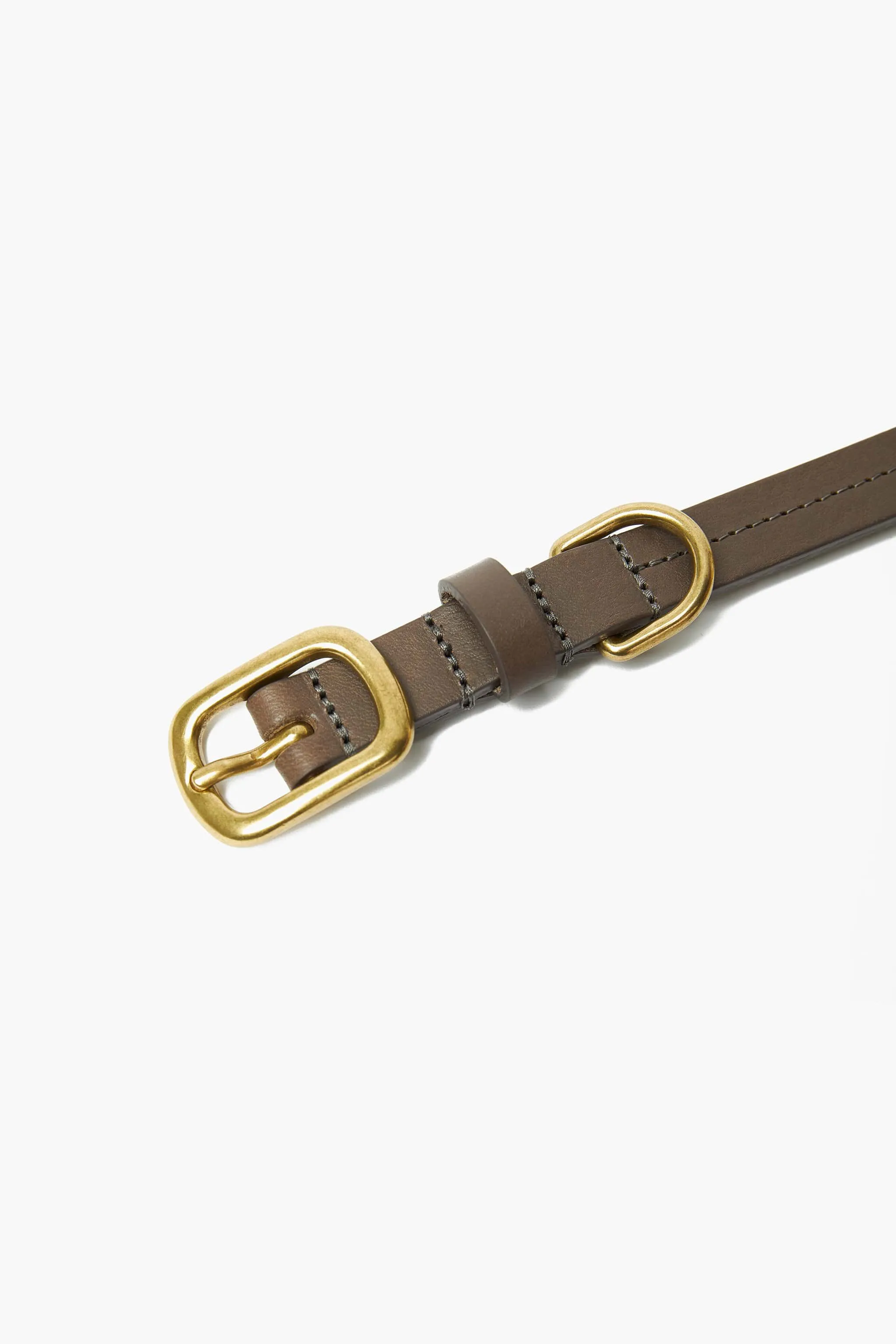 Luxury Taupe Grey Leather Dog Collar with Center Ring, Handmade in the UK