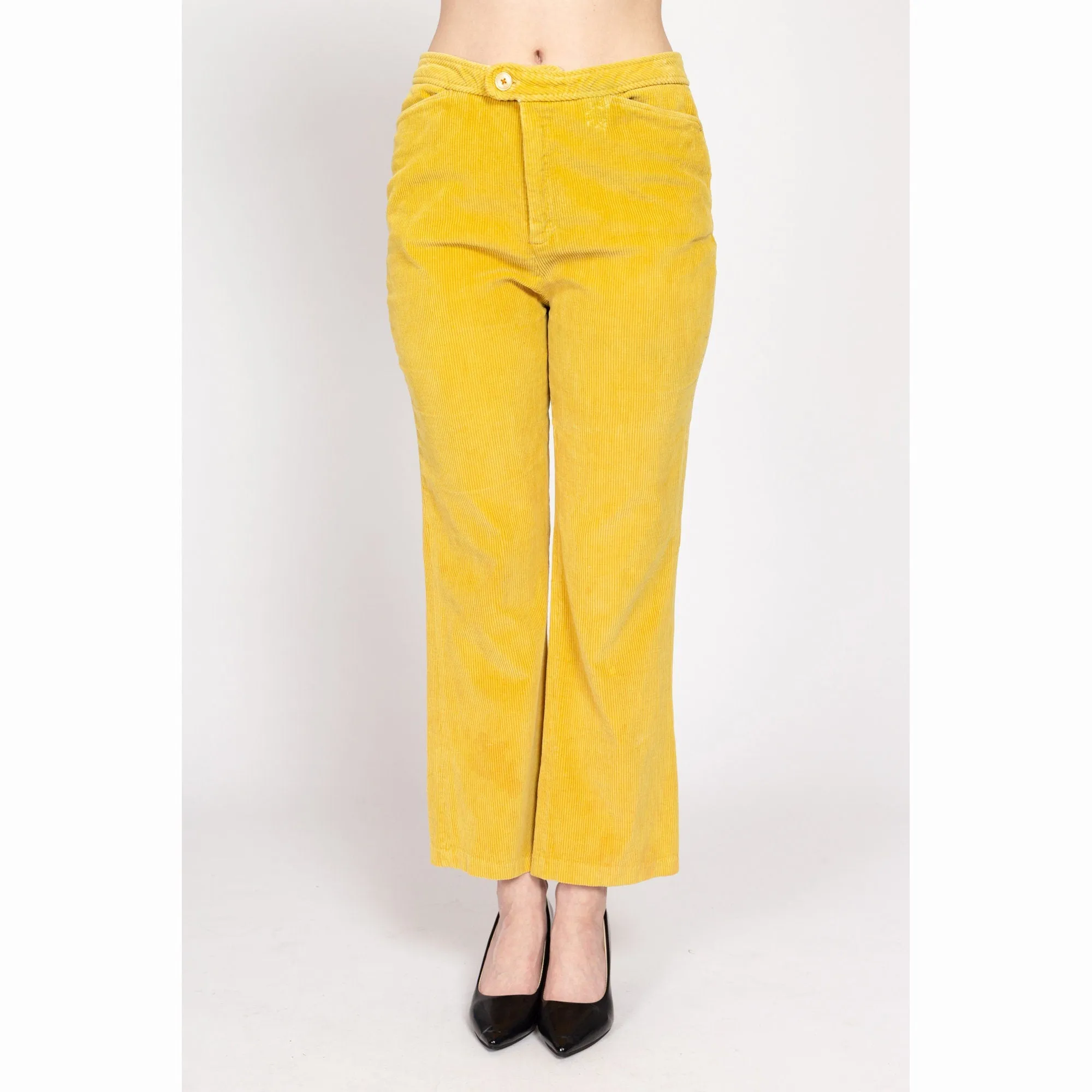 Medium 70s Yellow Corduroy Kick Flare Pants