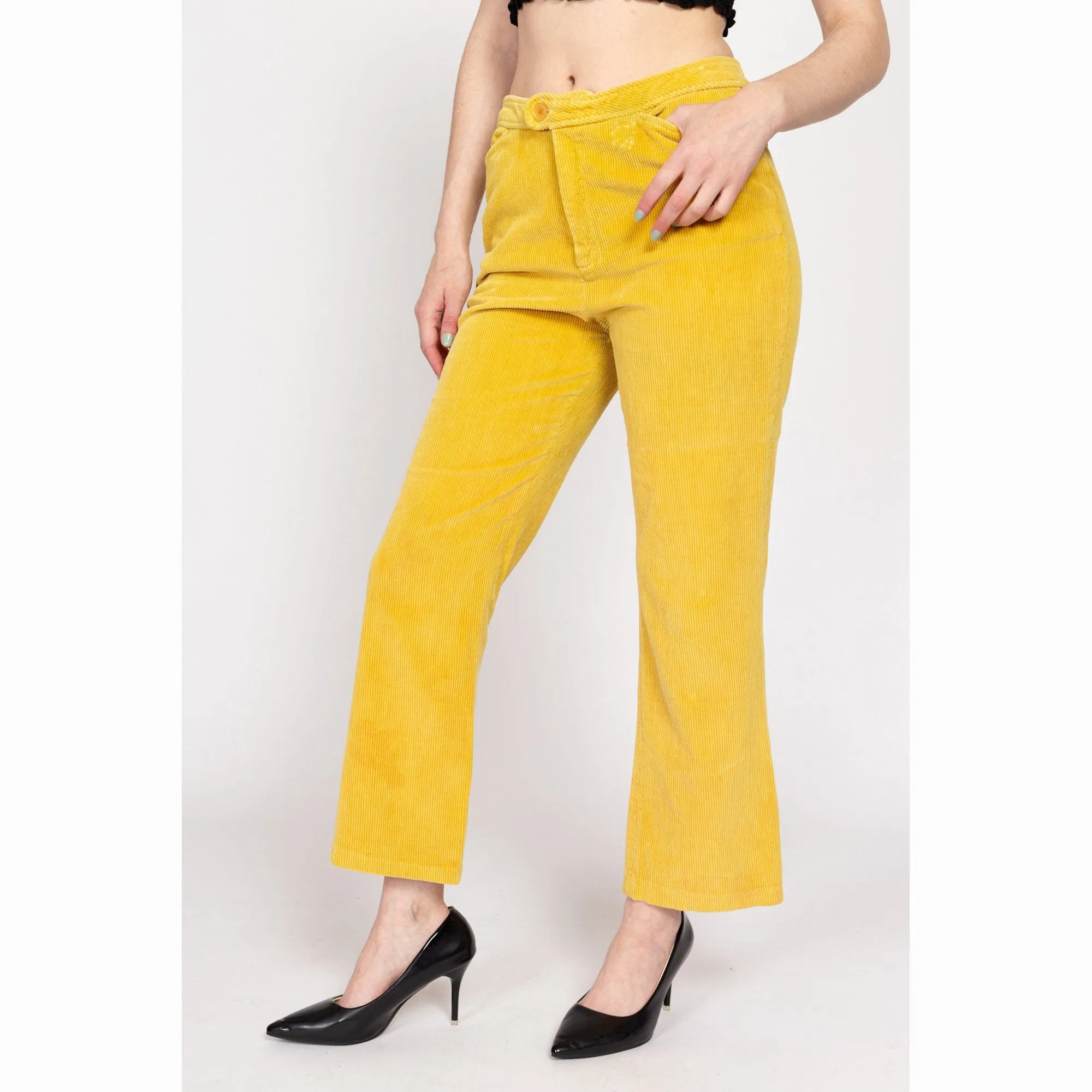 Medium 70s Yellow Corduroy Kick Flare Pants