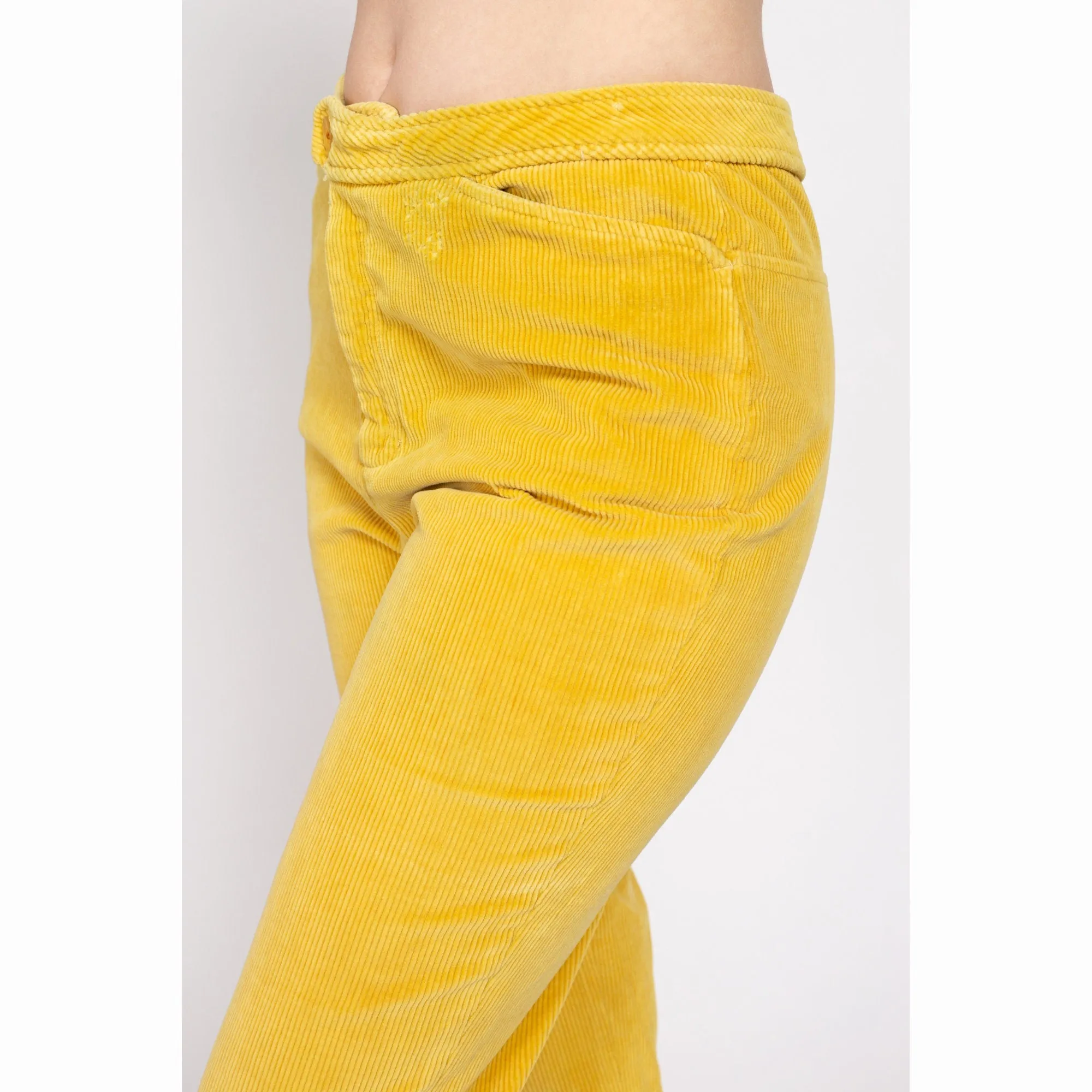 Medium 70s Yellow Corduroy Kick Flare Pants