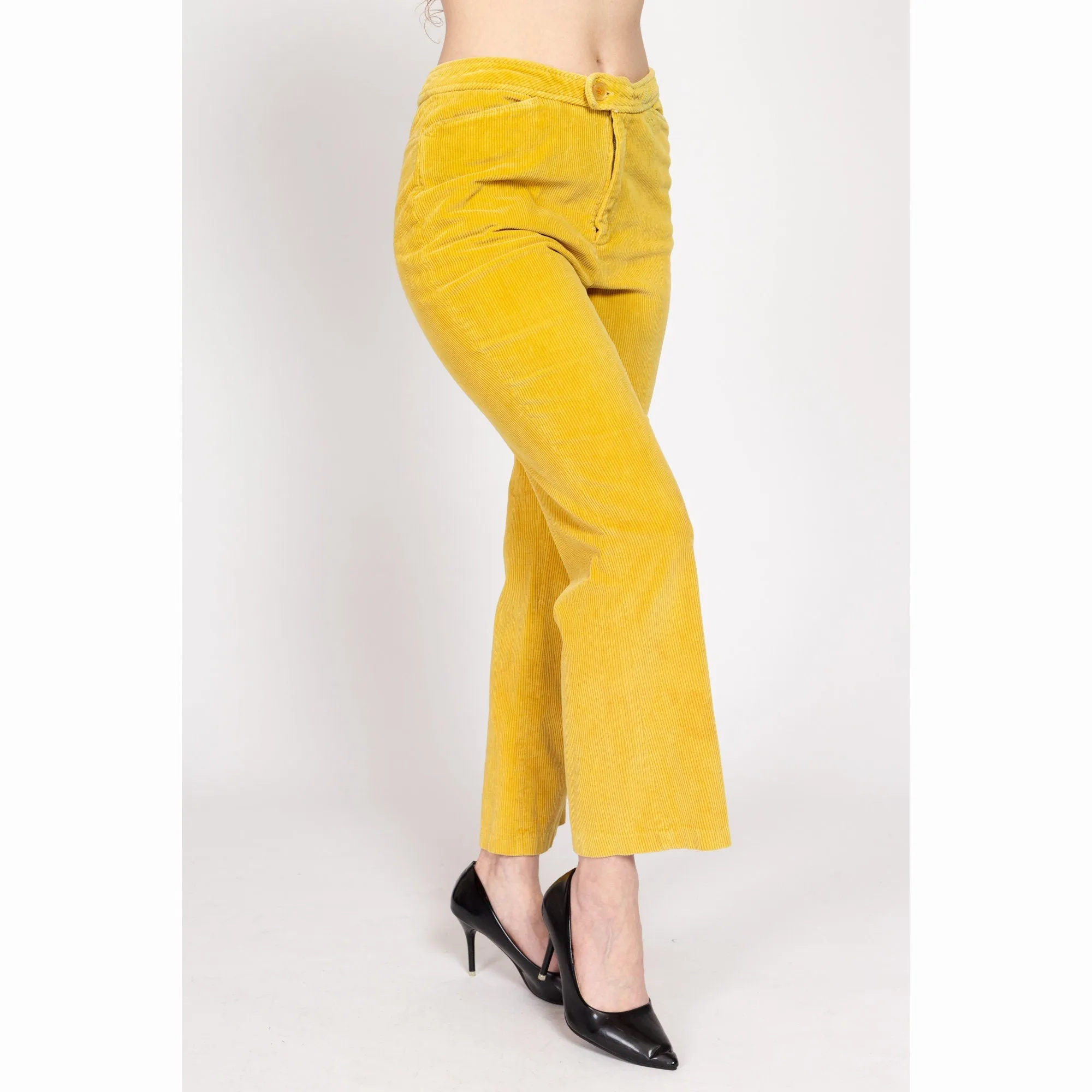 Medium 70s Yellow Corduroy Kick Flare Pants