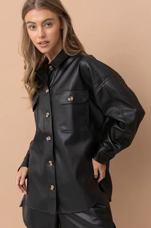 Pleather Oversized Shacket