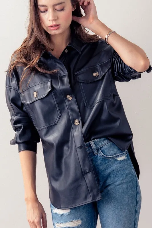 Pleather Oversized Shacket