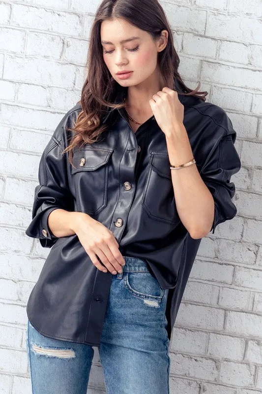 Pleather Oversized Shacket
